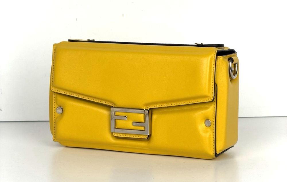 Fendi Baguette Soft Trunk Crossbody Bag in Yellow By Kim Jones S-10